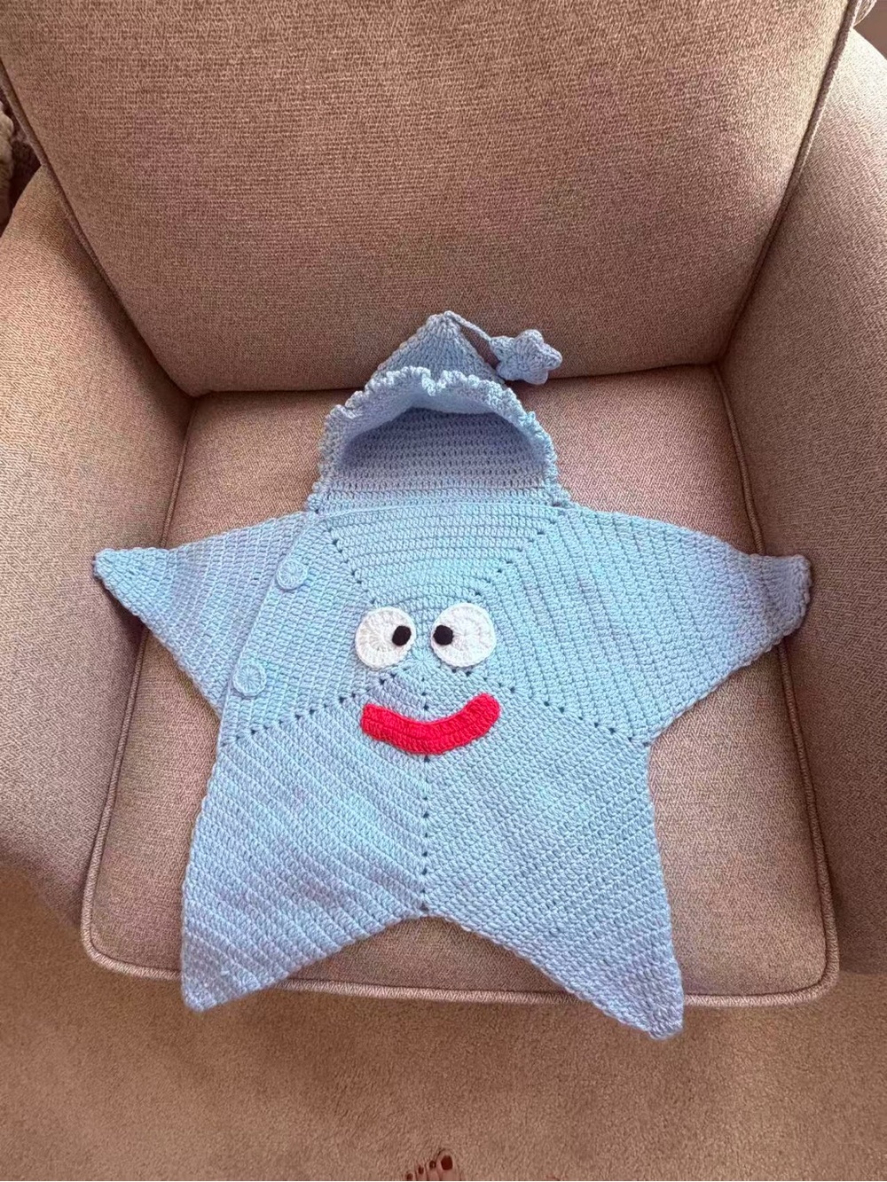 Crochet baby star Cocoon- sleeping bag with hood - Picture 5 of 8